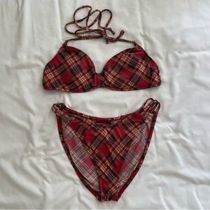 BECCA High Waisted Plaid 90s Style Bikini Set
